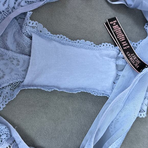 Victoria's Secret Very Sexy Cheeky Panty Size Medium Blue Strappy Mesh Lace - Picture 9 of 9